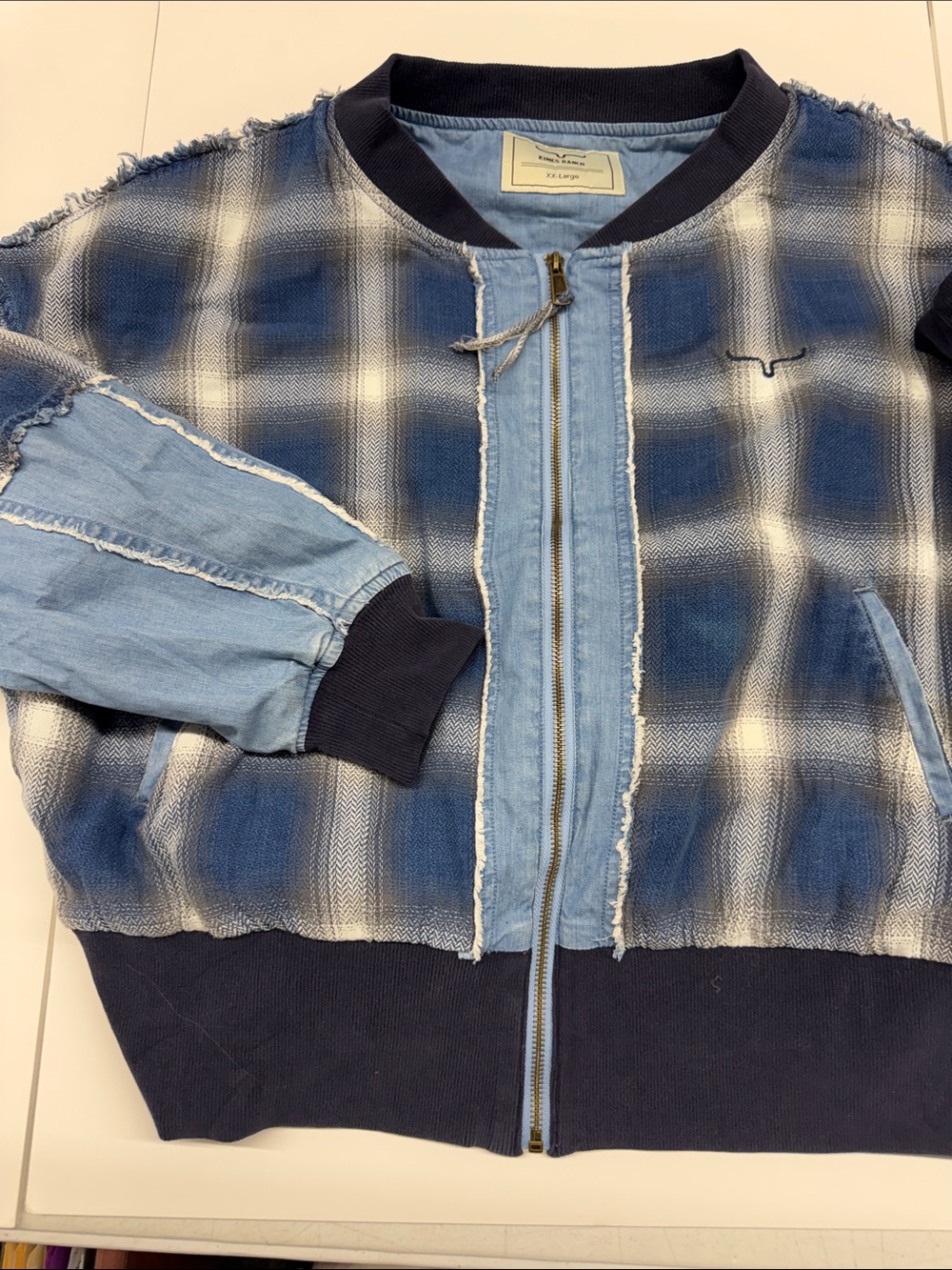 Kimes Ranch Light Blue Jacket with Navy Trim XXL
